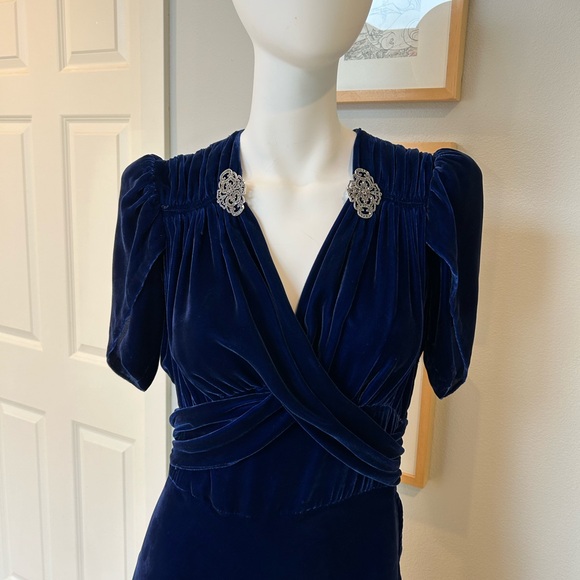 Vintage 1920’s 1930’s style Blue Velvet Dress - Picture 7 of 7